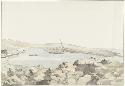 Gezicht op de haven van Luogo Vivo (Voyage en Italie, en Sicile et à Malte - 1778) door Louis Ducros