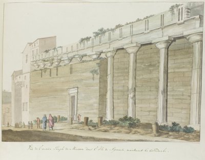 Gezicht op oude Minerva tempel op eiland Syracuse (Voyage en Italie, en Sicile et à Malte - 1778) door Louis Ducros