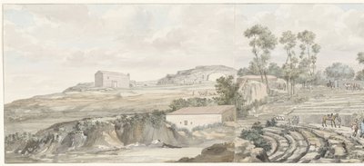 Interieur met trappen van theater in Syracuse (Voyage en Italie, en Sicile et à Malte - 1778) door Louis Ducros