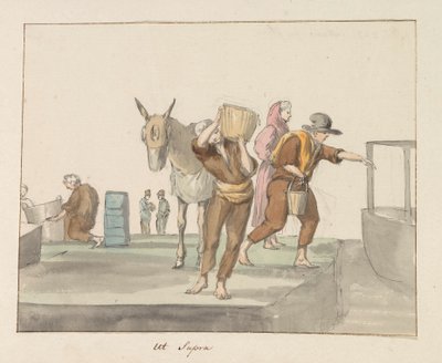 Klederdrachten van eiland Gozo (Voyage en Italie, en Sicile et à Malte - 1778) door Louis Ducros