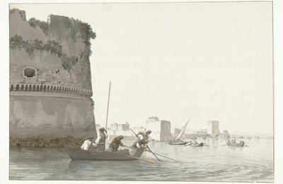 Mosselvissers op Mare Piccolo bij de vestingwerken van Tarente door Louis Ducros