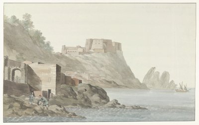Rots en stad Scilla in de regio Calabrië aan de oostkust door Louis Ducros