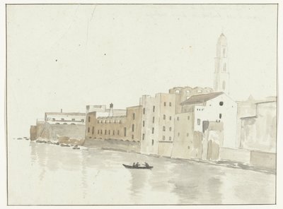 Stadsgezicht in Bari vanuit een raam in de herberg (Voyage en Italie, en Sicile et à Malte - 1778) door Louis Ducros