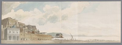 Uitzicht vanaf balkon van de herberg in Napels met onder andere Castel dell