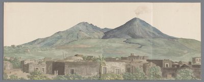Vesuvius gezien vanaf Portici met lavastromen uit 1777, 1771 en 1731 door Louis Ducros