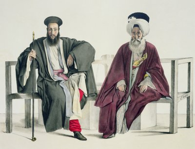 Een Griekse priester en een Turk, gegraveerd door de Thierry Brothers, 1825 door Louis Dupré