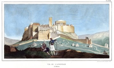 Uitzicht op de Akropolis van Athene. in 