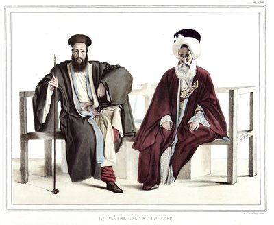 Een Griekse priester en een Turk. in 
