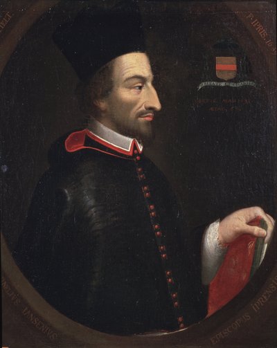 Portret van Cornelius Jansen, genaamd Jansenius, bisschop van Ieper door Louis Dutielt