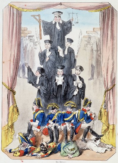 Les litideurs malgre eux - Lithografie, afkomstig uit Theatre des marionnettes du jardin des Tuileries, tekst en tekening door Louis Edmond Duranty (1833-1880), Parijs door Louis Edmond Duranty