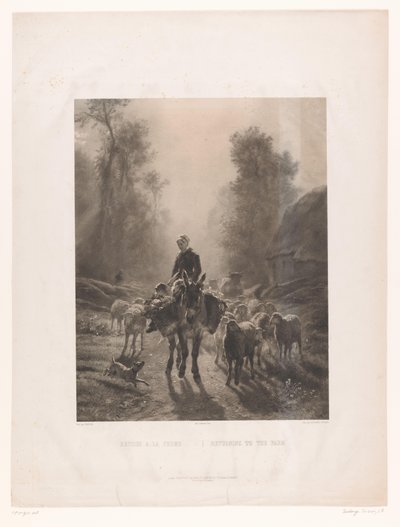 Boerin met vee keert terug naar de boerderij door Louis Emmanuel Soulange Teissier