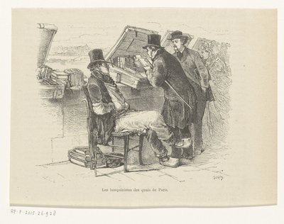 Boekhandelaar op een kade in Parijs door Louis Ernest Lesage