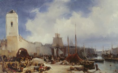 De haven van Duinkerken, 1831 door Eugene Isabey