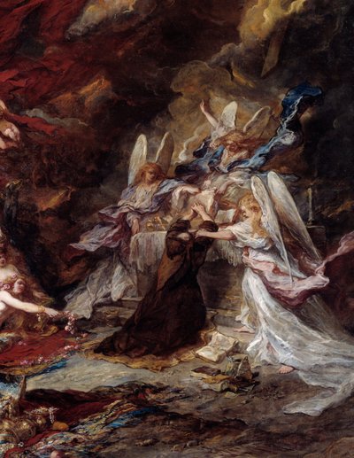 De verleiding van Sint Antonius (detail) door Louis Eugene Gabriel Isabey