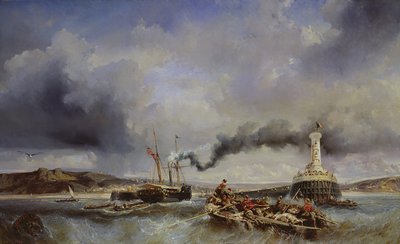 Uitzicht op de haven van Boulogne vanaf de zee, 1843 door Eugene Isabey