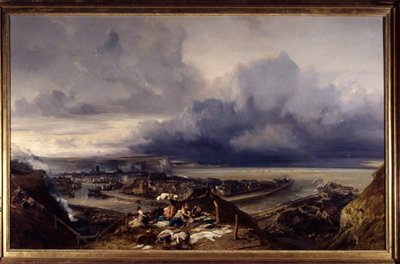 Uitzicht op de haven van Dieppe in Normandië door Louis Eugene Gabriel Isabey