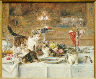 Na het diner gasten door Louis Eugene Lambert