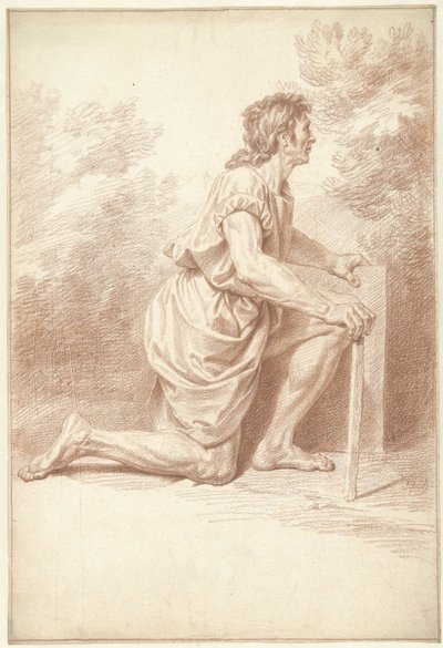 Knielende man, naar rechts door Louis Fabritius Dubourg