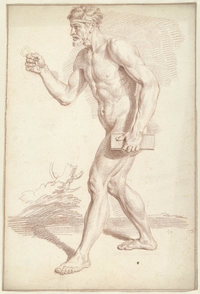 Mannelijk naakt, lopend, naar links door Louis Fabritius Dubourg