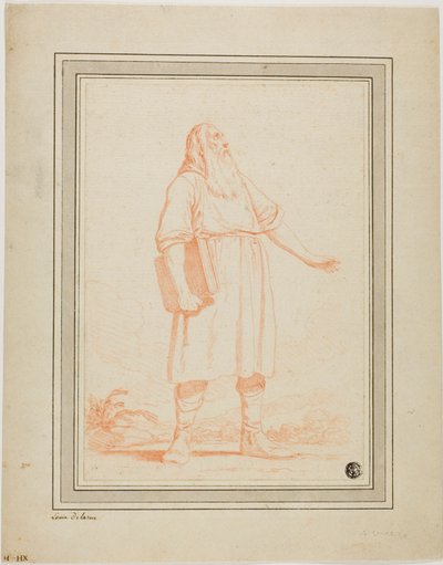 Staande man met baard die boek vasthoudt door Louis Felix de la Rue