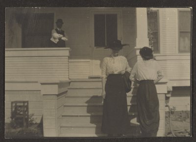 [Figuren op een veranda]. door Louis Fleckenstein