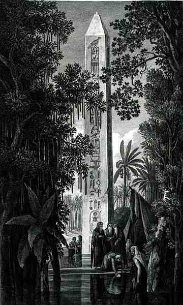 Obelisk van Mathariyyah, gegraveerd door Jean Antoine Pierron uit Volume III van 