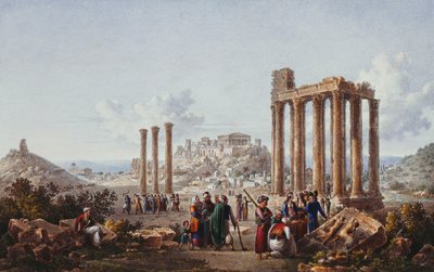 Een uitzicht op de Akropolis, Athene, vanaf de tempel van Zeus in Olympia, c.1786-87 door Louis Francois Cassas