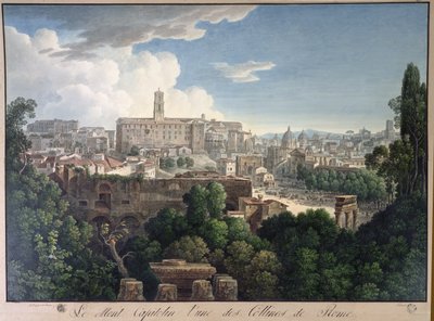 Uitzicht op de Capitolijnse heuvel vanuit de Farnese-tuinen door Louis Francois Cassas