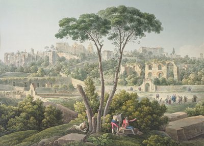 Uitzicht op de Palatijnse Heuvel in Rome, met de ruïnes van het Paleis van de Caesars op de achtergrond door Louis Francois Cassas