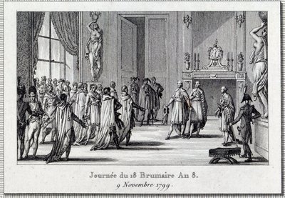 Napoleon Bonaparte bij de vergadering van Saint Cloud op 18 brumaire door Louis Francois Couche