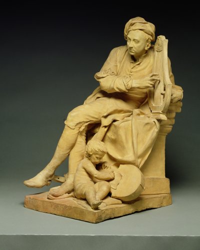 George Frederick Handel (1685-1759) model voor een marmeren standbeeld nu in het Victoria en Albert Museum, 1738 door Louis Francois Roubillac