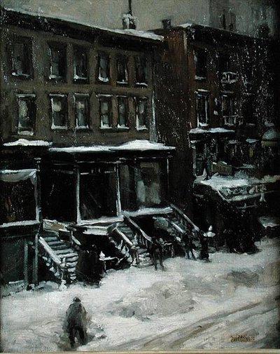 Een straatbeeld in New York door Louis Frederick Berneker