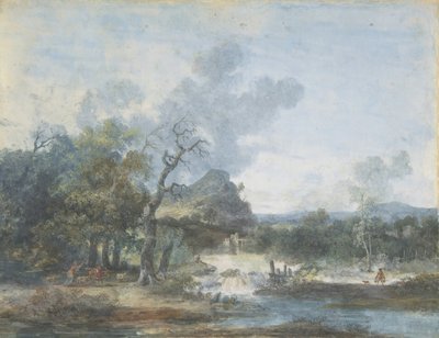 Herderin bij een waterval, n.d. door Louis Gabriel Moreau