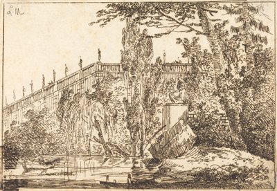 Park met Terras en een Balustrade met Beelden door Louis Gabriel Moreau the Elder