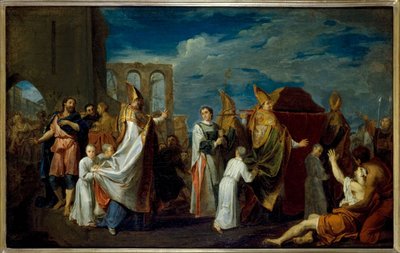 De overbrenging van de relikwieën van Sint-Augustinus, schets voor het schilderij in de refter van het Petits-Pères-klooster (Notre-Dame-des-Victoires-kerk), huidige 2e arrondissement, circa 1698-1708 door Louis Galloche