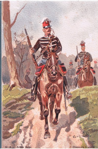 Chasseurs A Cheval, ansichtkaart, 1920s door Louis Geens