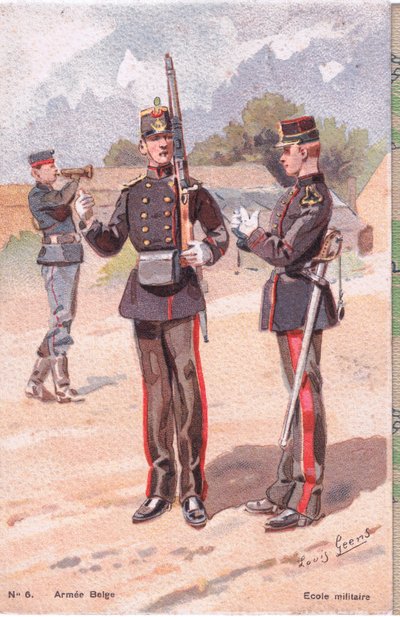 Militaire school, ansichtkaart, 1920s door Louis Geens