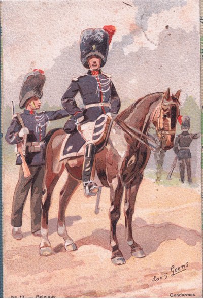 Gendarmes, ansichtkaart, 1920s door Louis Geens
