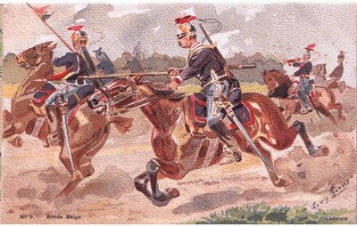 Lanciers, ansichtkaart, 1920s door Louis Geens
