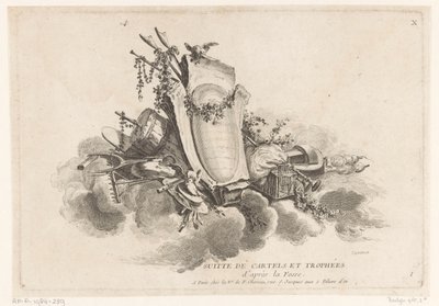 Cartouche met agrarische objecten door Louis Germain
