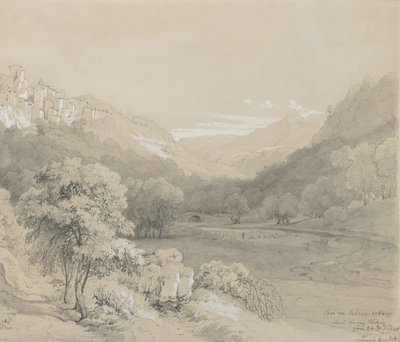 Een uitzicht op Cavi in de Sabijnse heuvels, 1848 door Louis Gurlitt