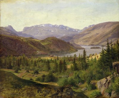 Hjelle in Valders, Tegelfjord, 1835 door Louis Gurlitt