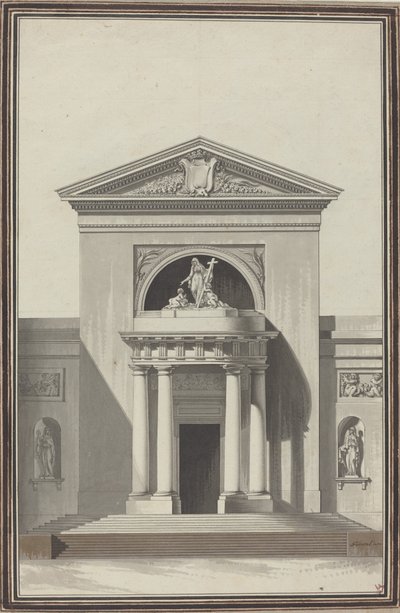 Gevel voor een Kerk met een Beeld dat Geloof Voorstelt door Louis Gustave Taraval