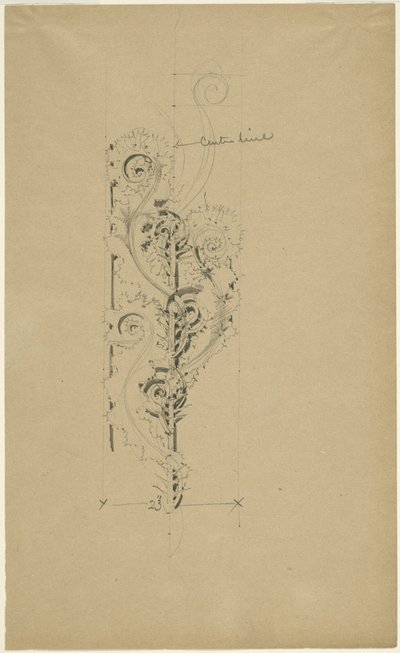 McVickers Theater: Schets voor ornamentband zonder titel door Louis H. Sullivan
