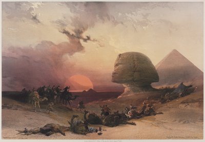 Egypte en Nubië, Deel III: Nadering van de Simoon-woestijn bij Gizeh, 1849 door Louis Haghe