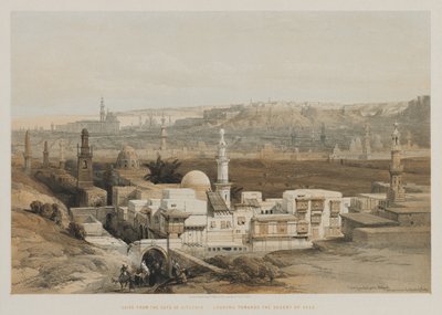 Egypte en Nubië, Deel III: Caïro vanaf de poort van Citzenib, kijkend naar de woestijn van Suez, 18 door Louis Haghe
