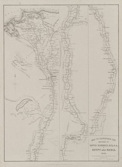 Egypte en Nubië, Deel III: Kaart ter Illustratie van de Schetsen van David Roberts, Esq: R.A. in Egypte en Nubië 1849 door Louis Haghe