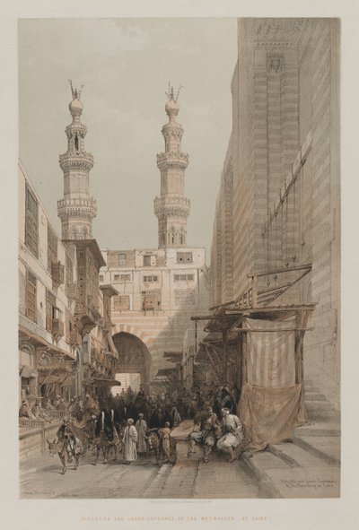 Egypte en Nubië, Deel III: Minaretten, en Grote Ingang van de Metwaleys, in Caïro, 1848 door Louis Haghe