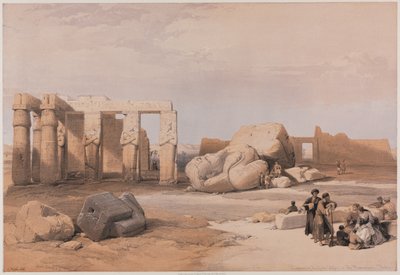 Egypte en Nubië, Volume II: Fragmenten van de Grote Kolossen bij het Memnonium, Thebe, 1847 door Louis Haghe