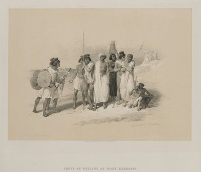 Egypte en Nubië, Deel II: Groep Nubiërs-Wady Kardasey, 1847 door Louis Haghe